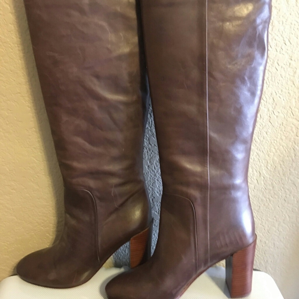 Brown leather boots